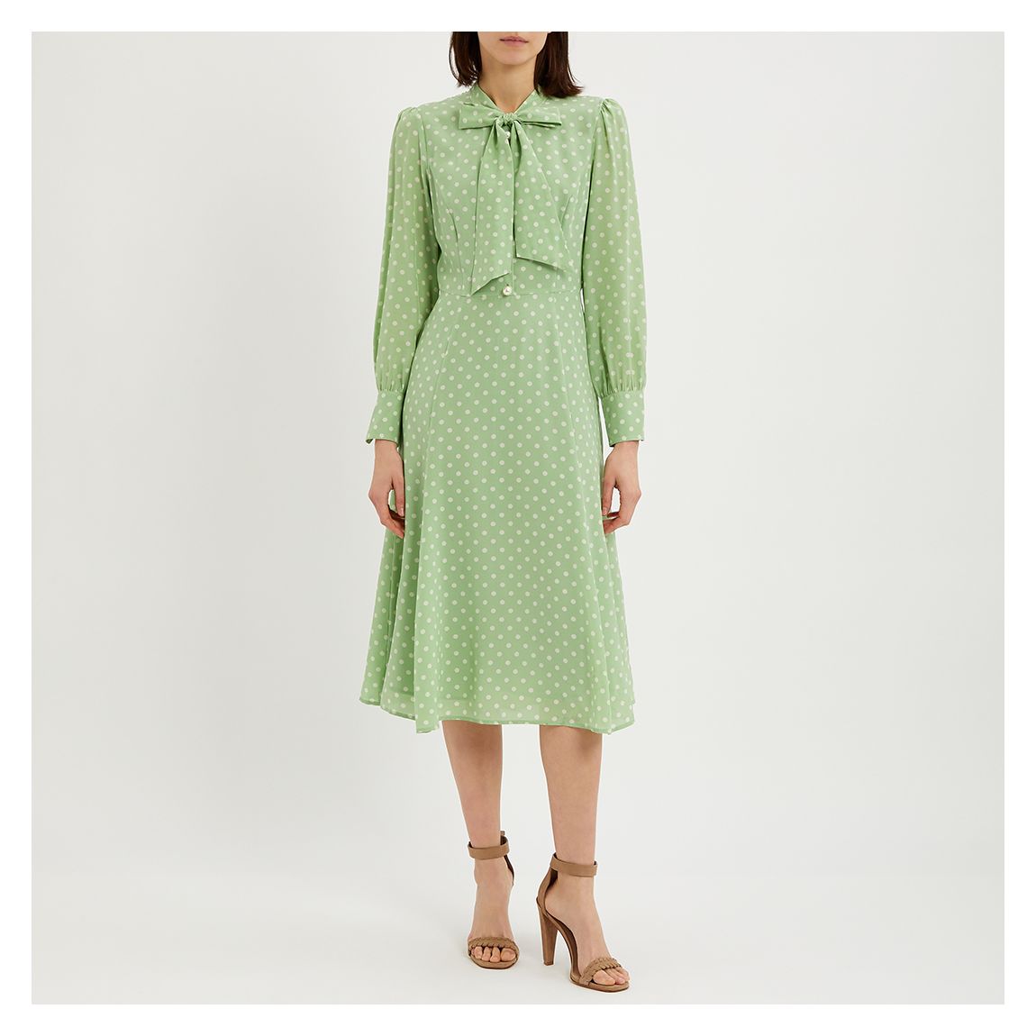 Green Mortimer Tie Neck Silk Dress main product photo