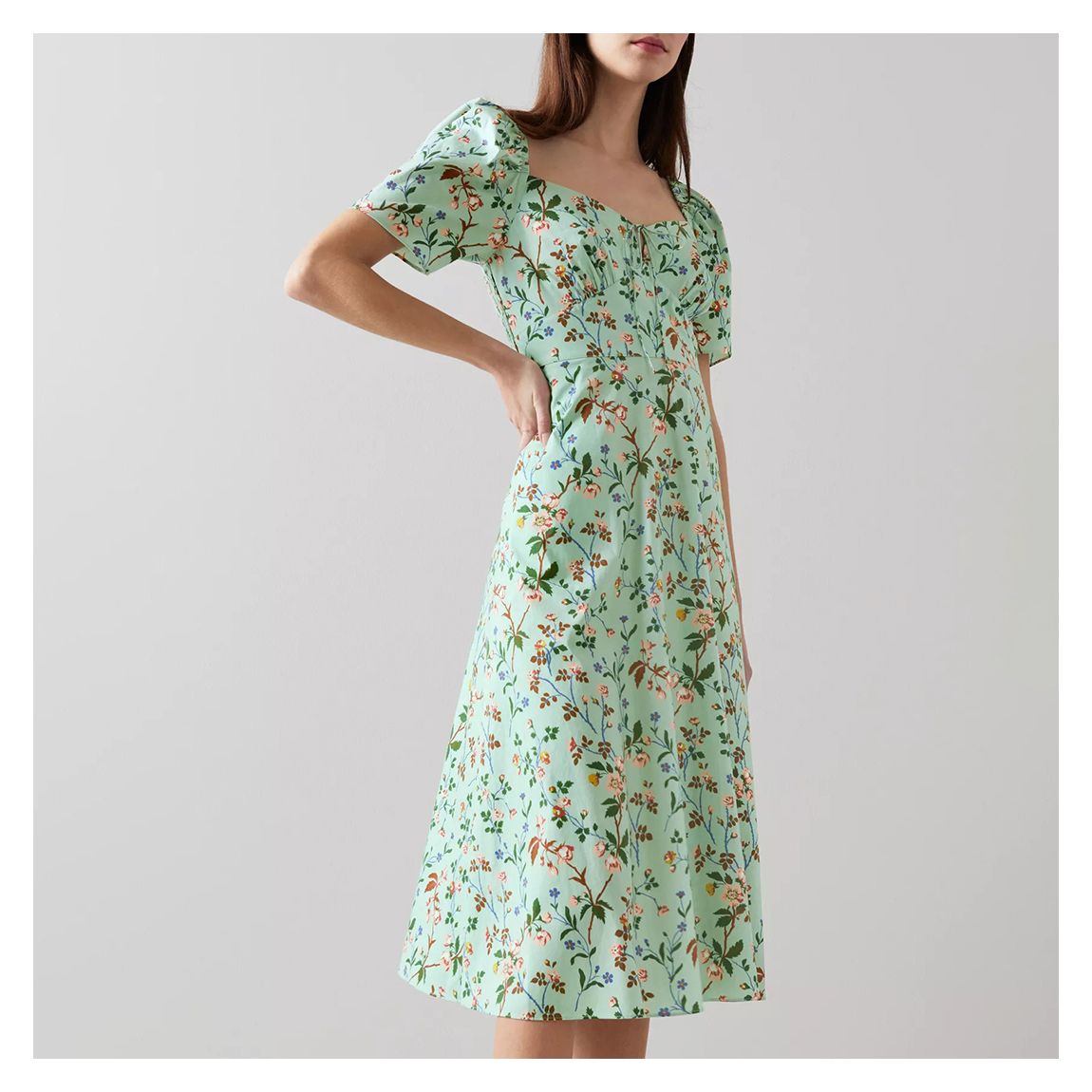 Mint Floral Phelia Cotton Dress main product photo