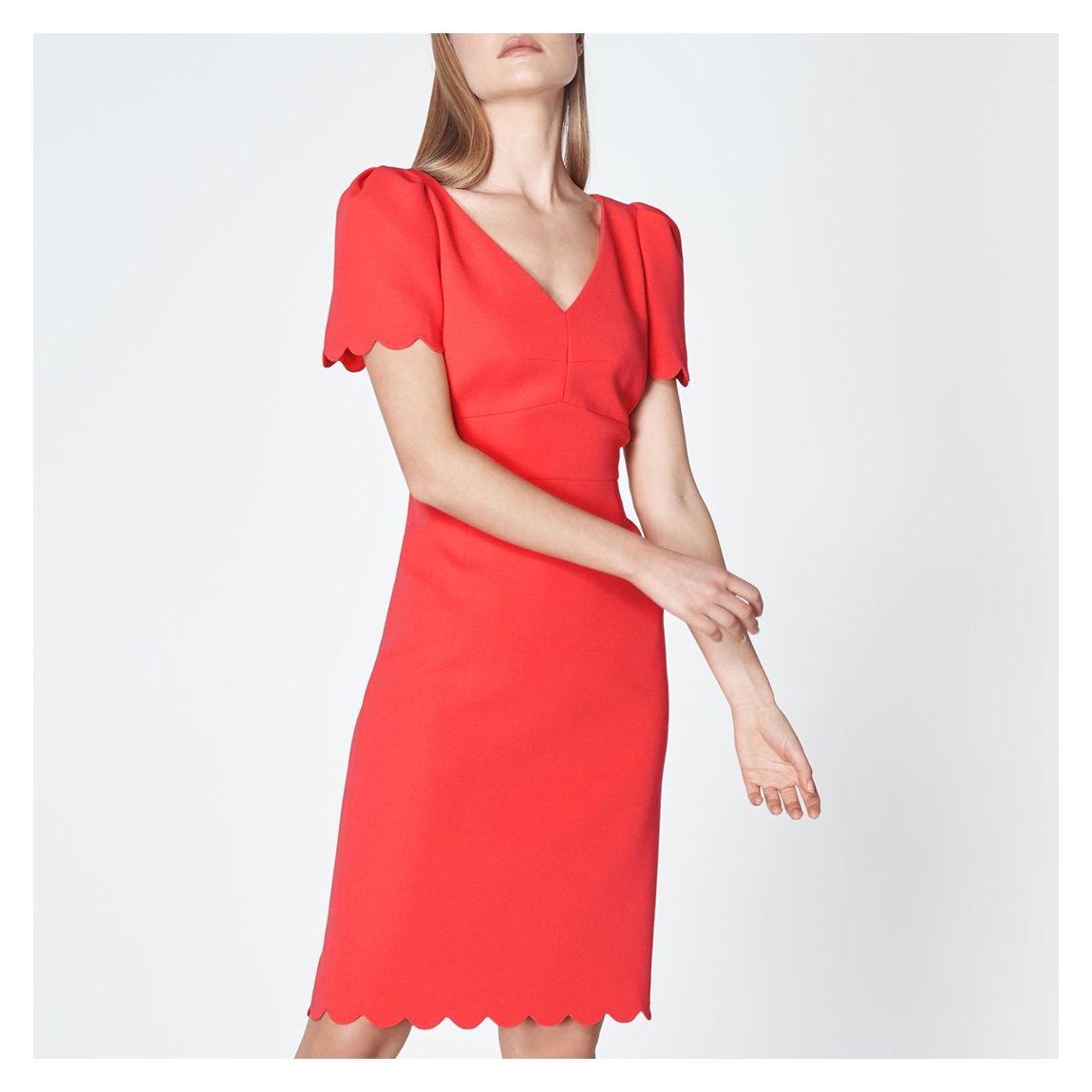 Red Enid V Neck Dress main product photo