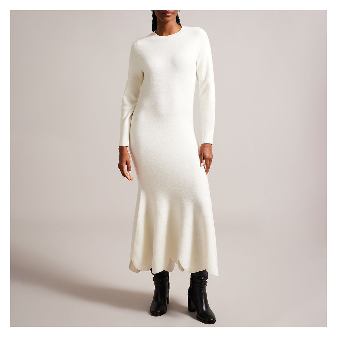 White Jolamay Wool Blend Midi Dress main product photo