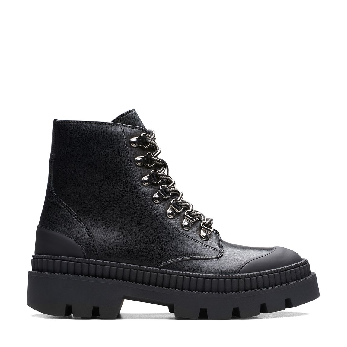 Black Leather Aprilla Hike Lace Up Boots main product photo
