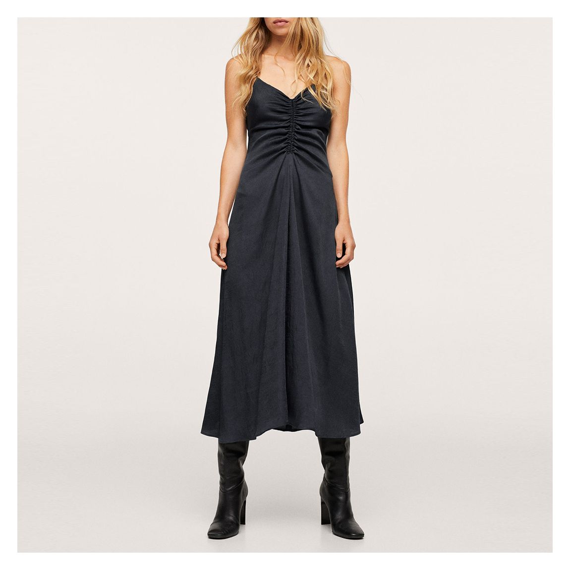 Night Blue Gathered Neckline Dress main product photo