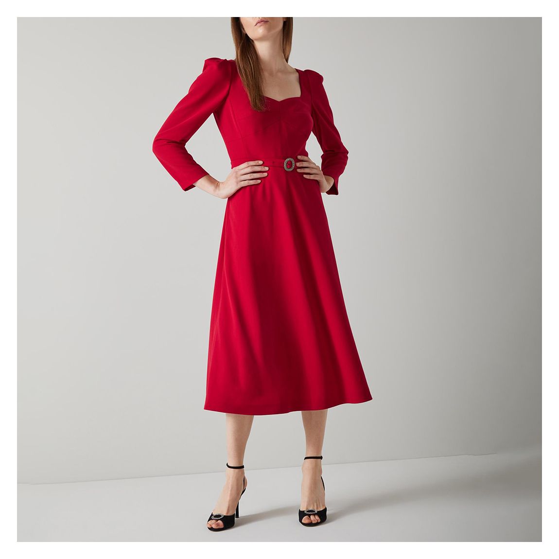 Red Katerina Belted Dress main product photo