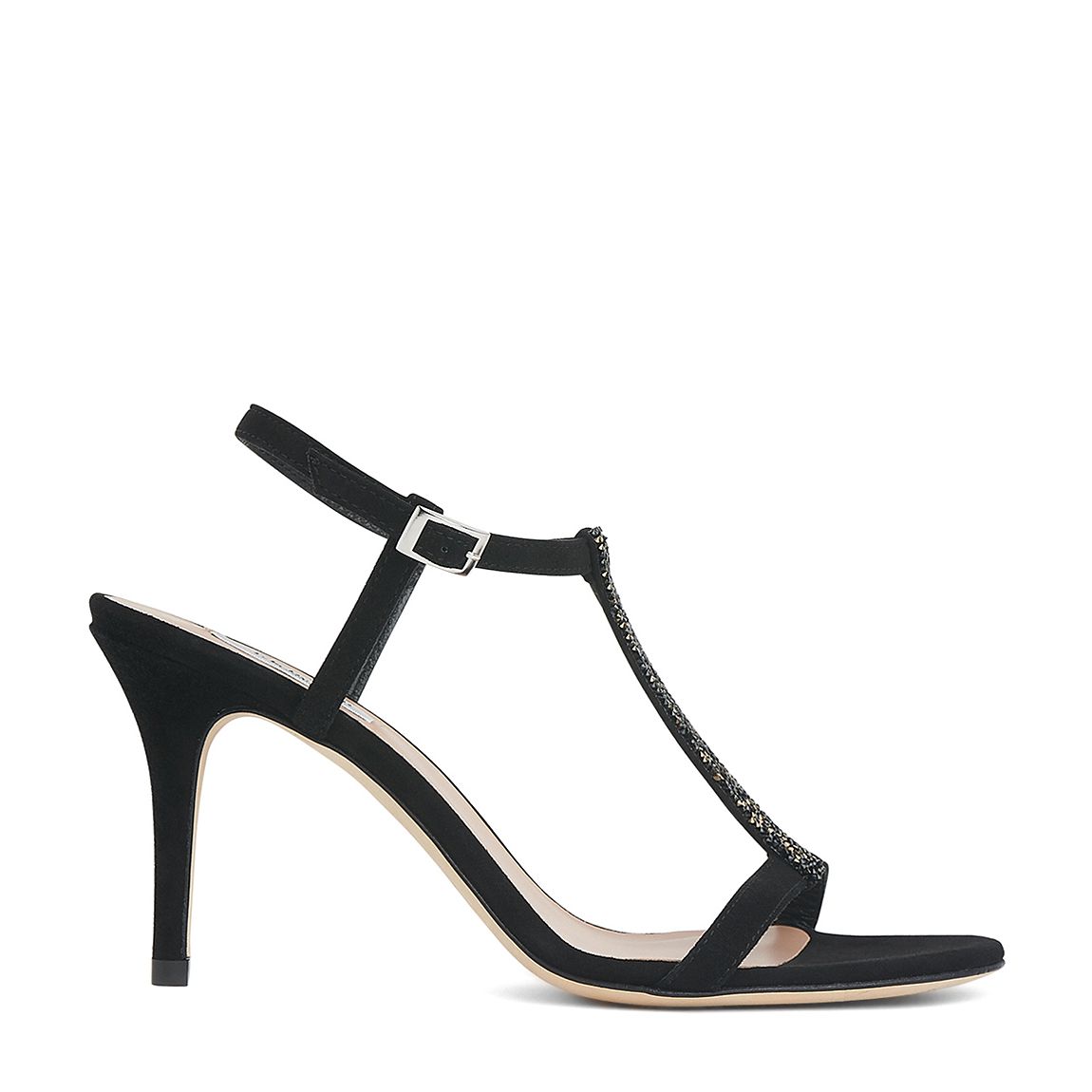 Black Suede Nevada Crystal Sandals main product photo
