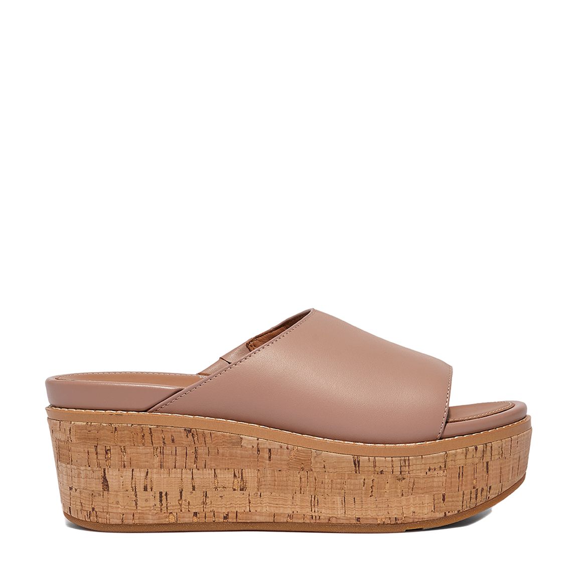 Beige Eloise Cork Wrap Leather Wedge Slides main product photo