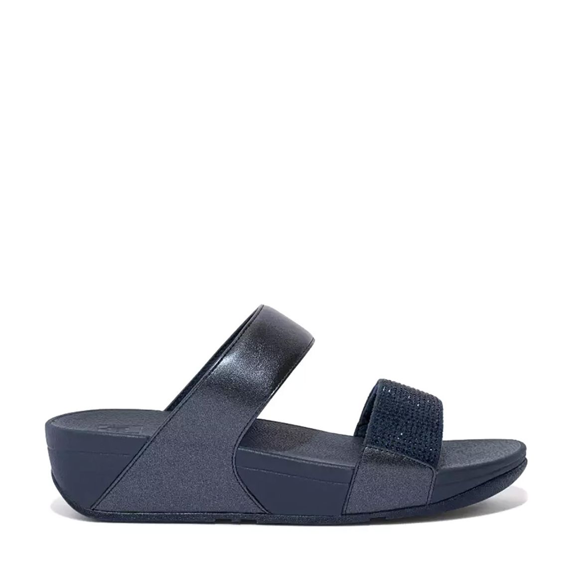 Midnight Navy Lulu Crystal Embellished Slides main product photo