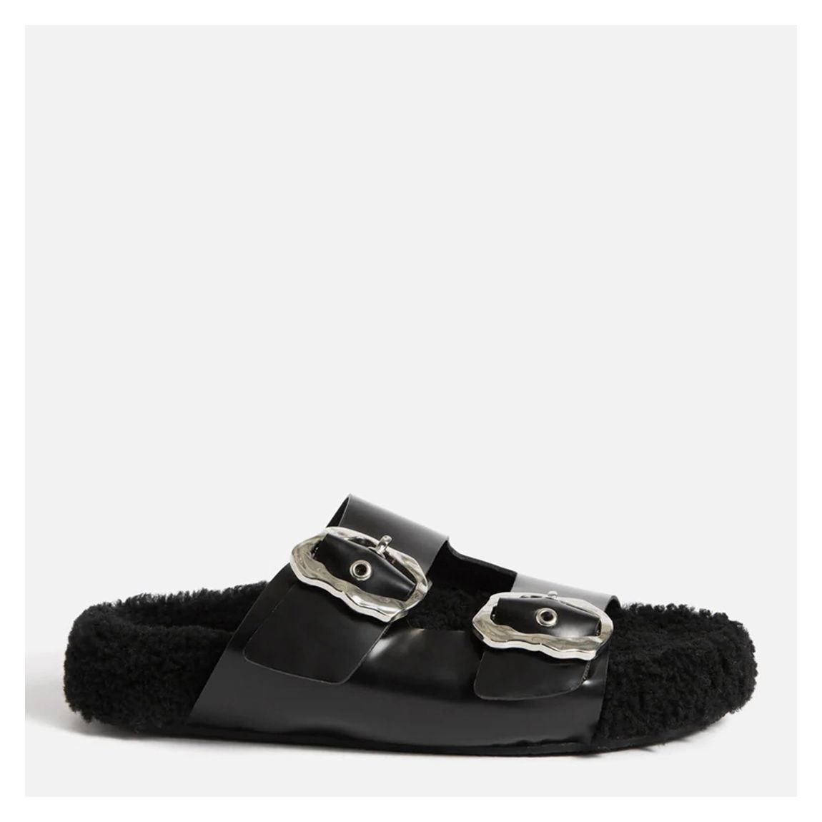 Black Shearling Leather Sandals main product photo