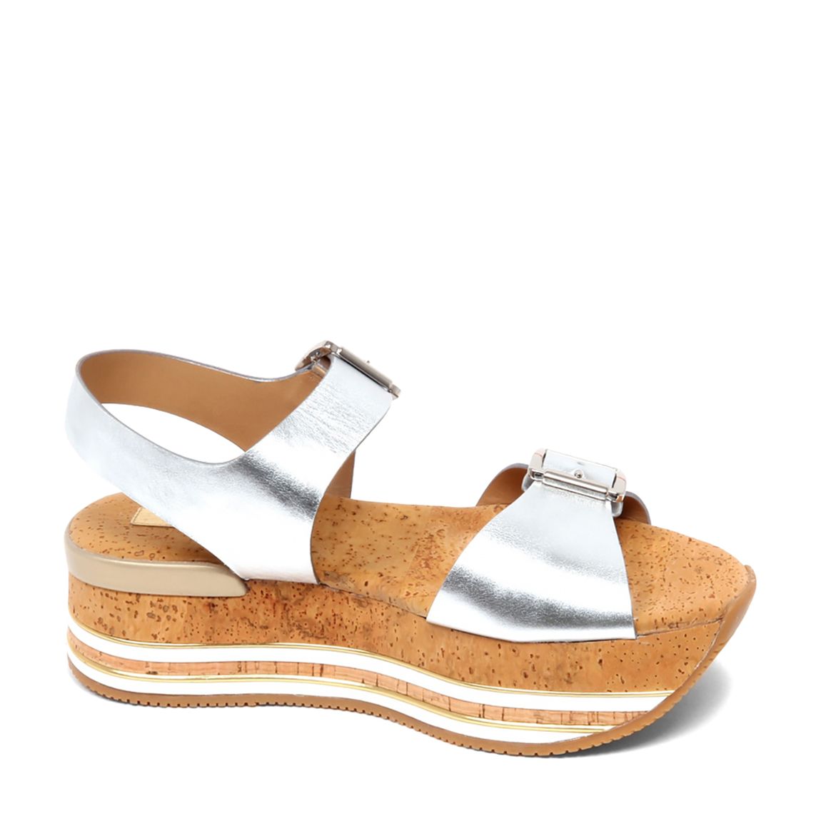Silver Double Buckled Platform Sandals main product photo