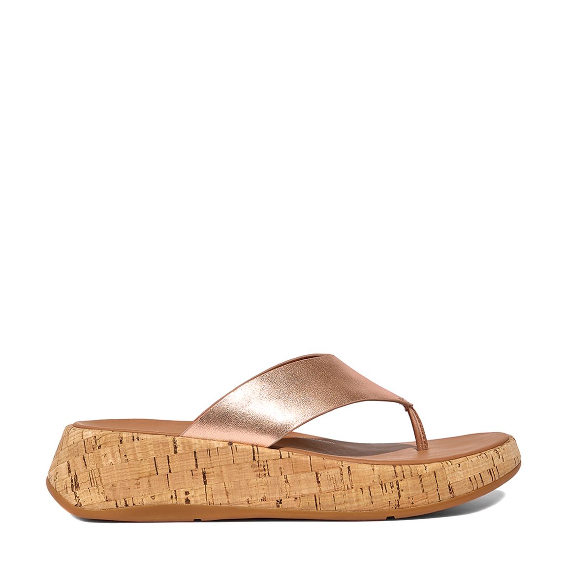 Rose Gold Metallic Leather/Cork F-Mode Flatform Toe Post Sandals main product photo