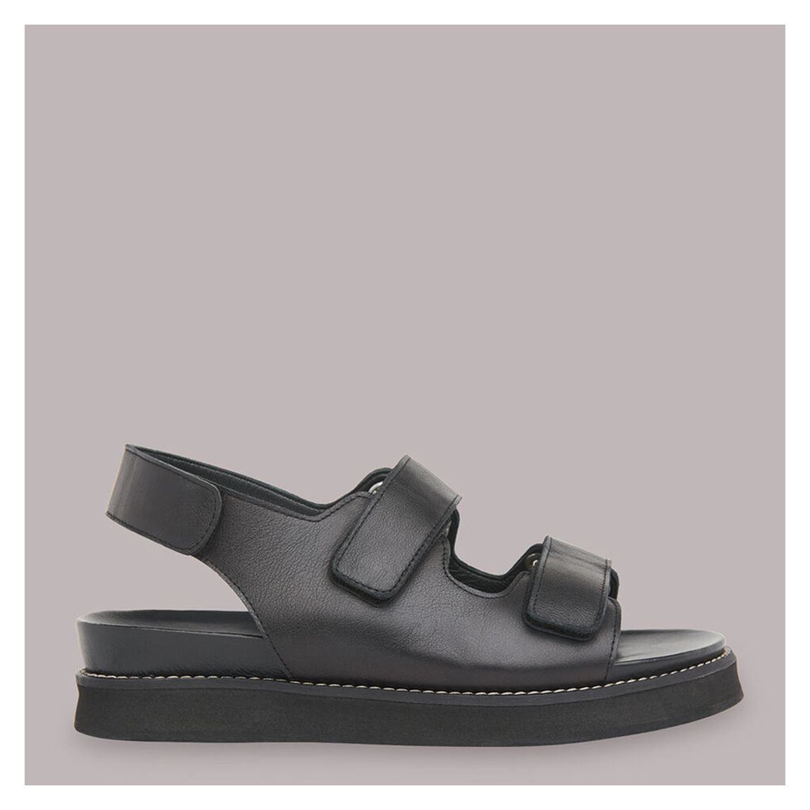 Black Rocco Velcro Leather Sandals main product photo
