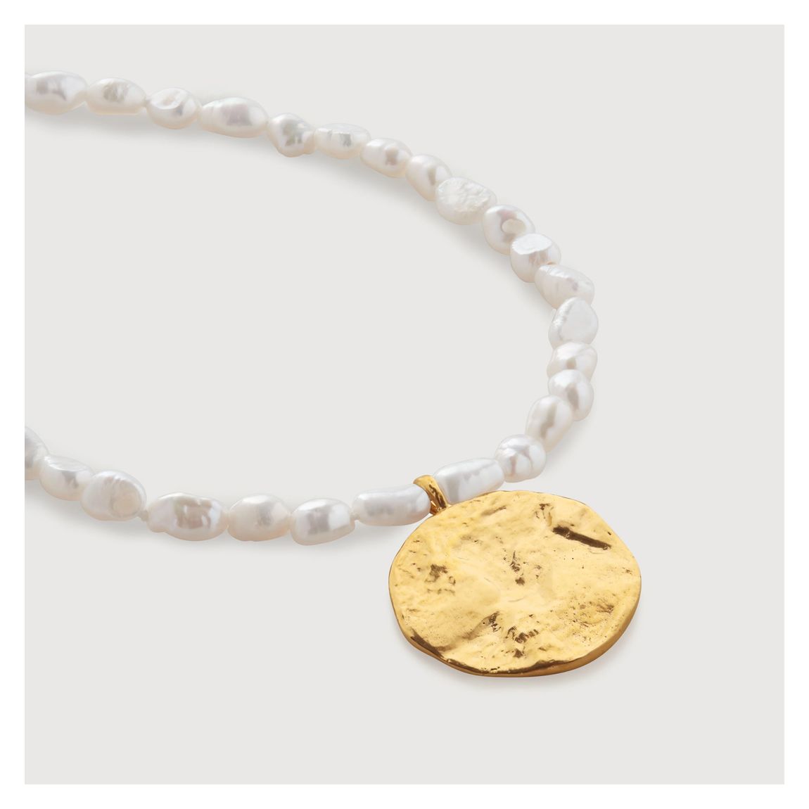 Gold Vermeil Capri Keshi Pearl Disc Necklace - Pearl main product photo