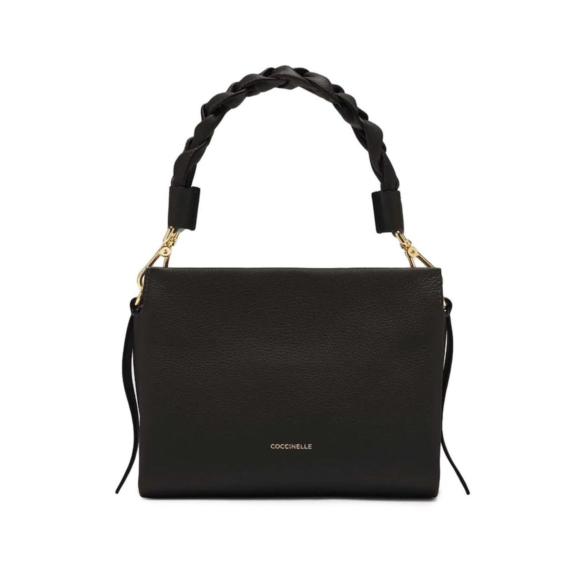 Leather Handbag with Adjustable Removable Strap Wo - Black main product photo