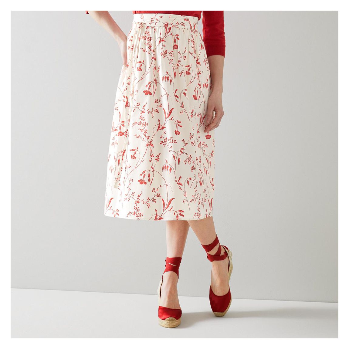 Cream Callie Cotton Floral Skirt main product photo