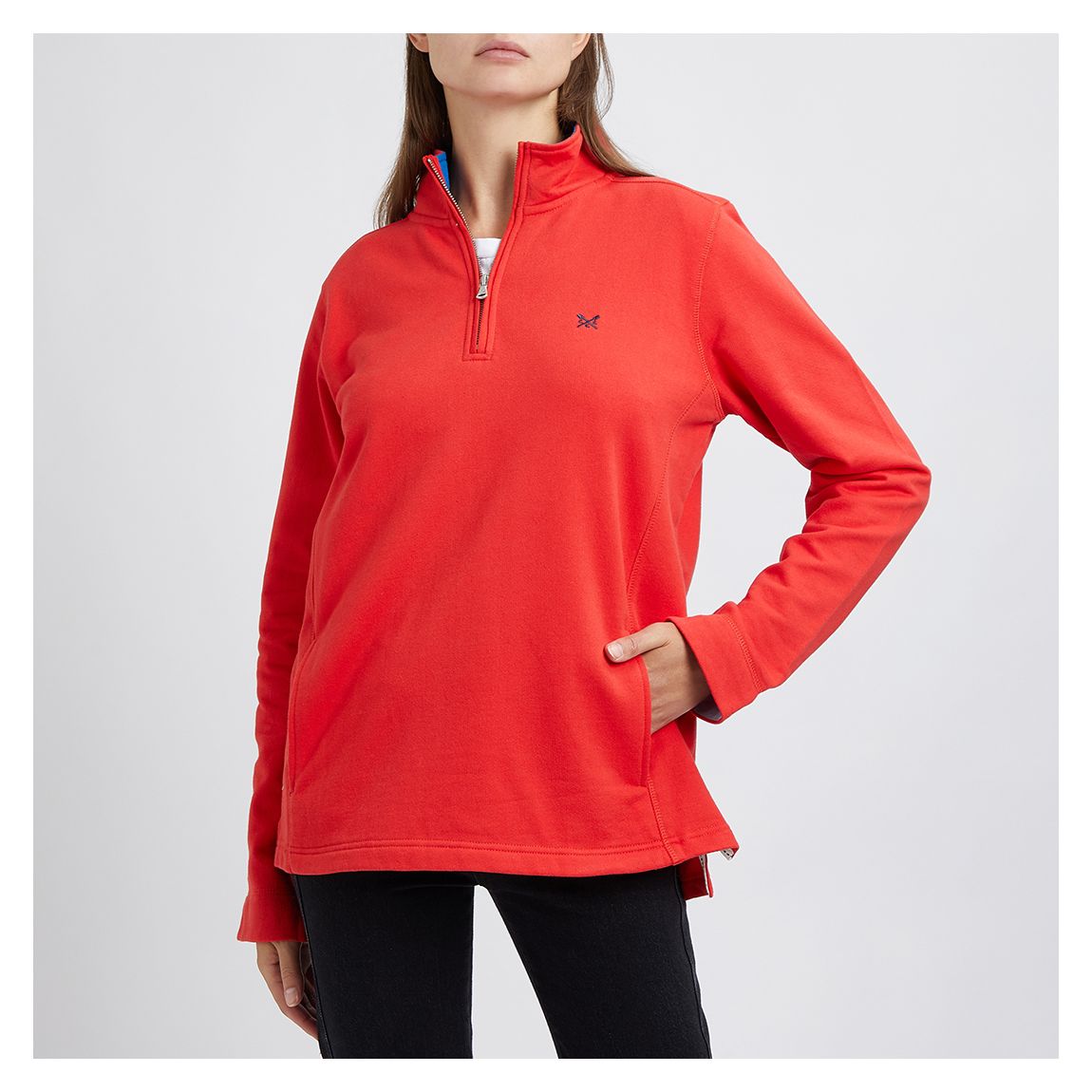 Red Half Zip Solid Sweatshirt main product photo