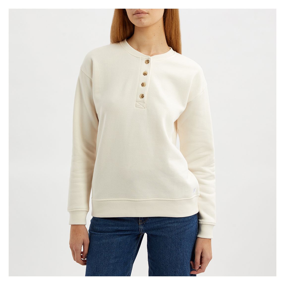 Cream Cotton Buttoned Up Sweatshirt main product photo