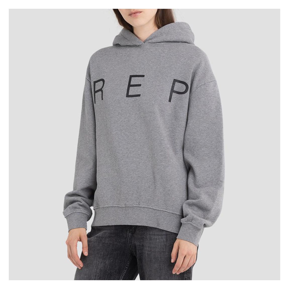 Grey Printed Logo Cotton Hoodie main product photo