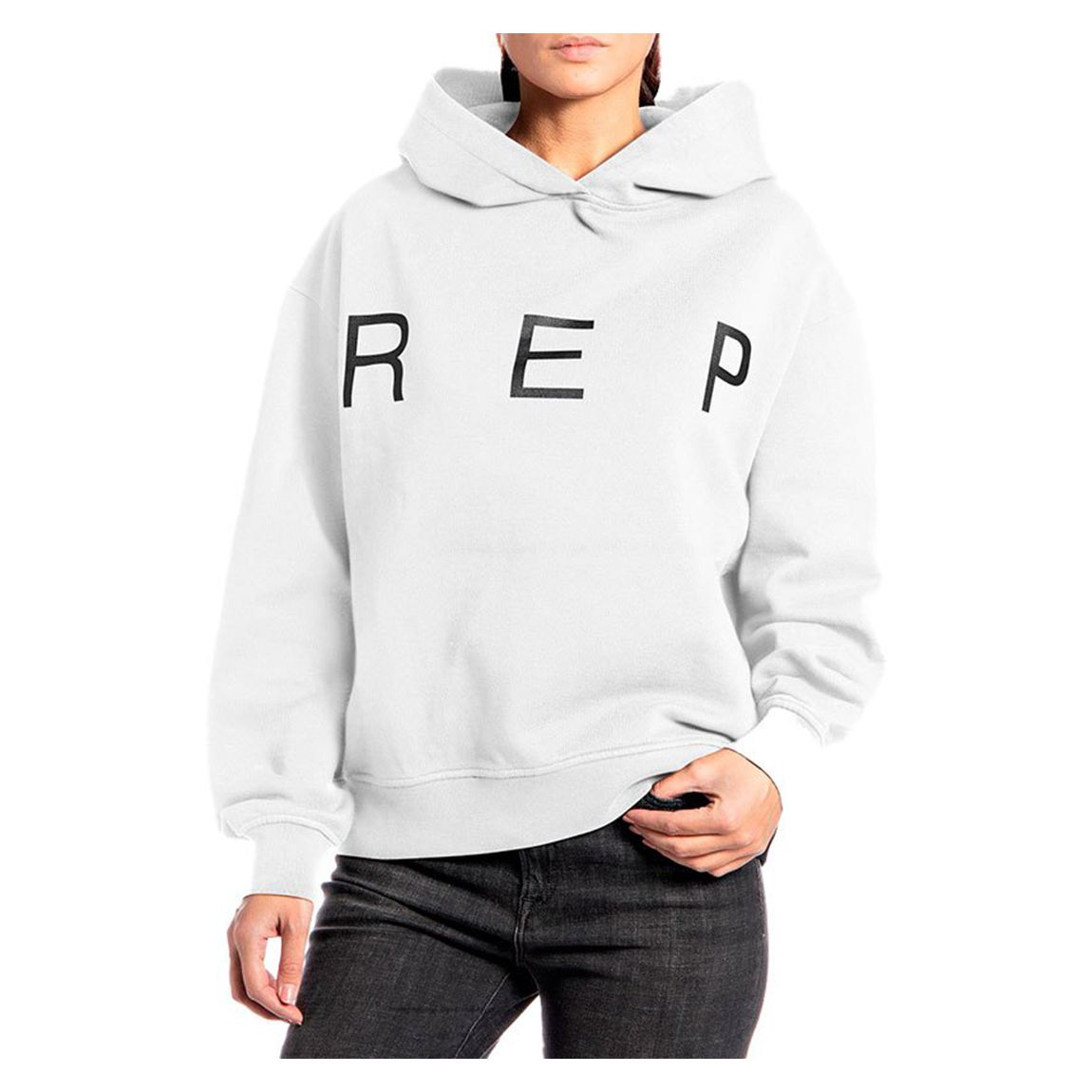 White Printed Logo Cotton Hoodie main product photo