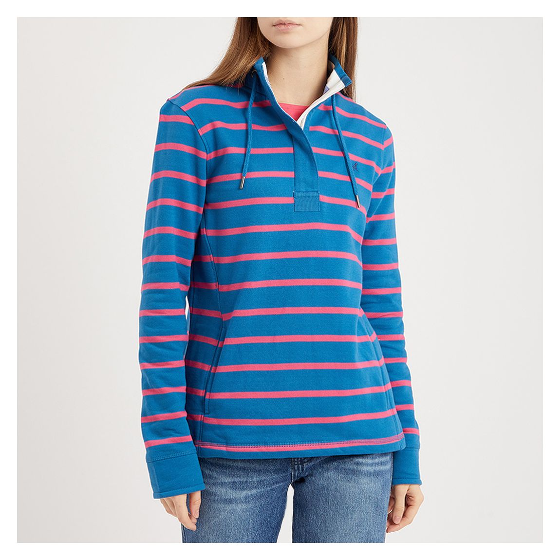 Blue/Pink Cotton Toggle Striped Sweatshirt main product photo