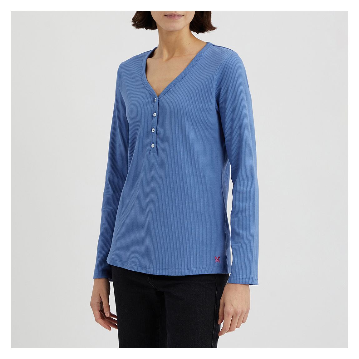 Blue Long Sleeved Ribbed T-Shirt main product photo