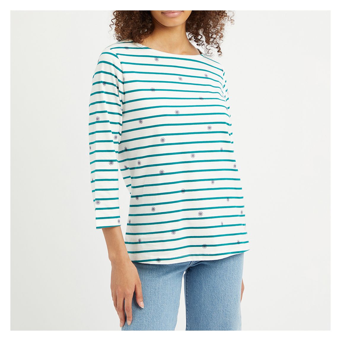 Blue Cassie Stripe Floral T-Shirt main product photo