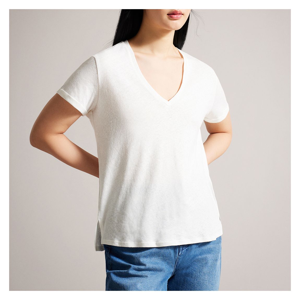 White Laliita Easy V-Neck T-Shirt main product photo