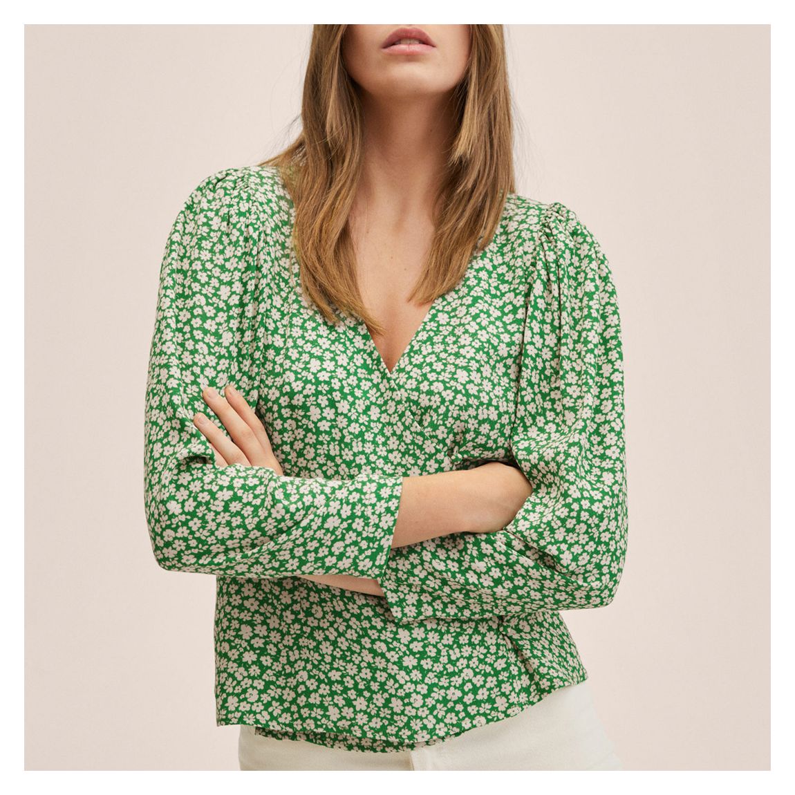 Green Buttoned Wrap Blouse main product photo