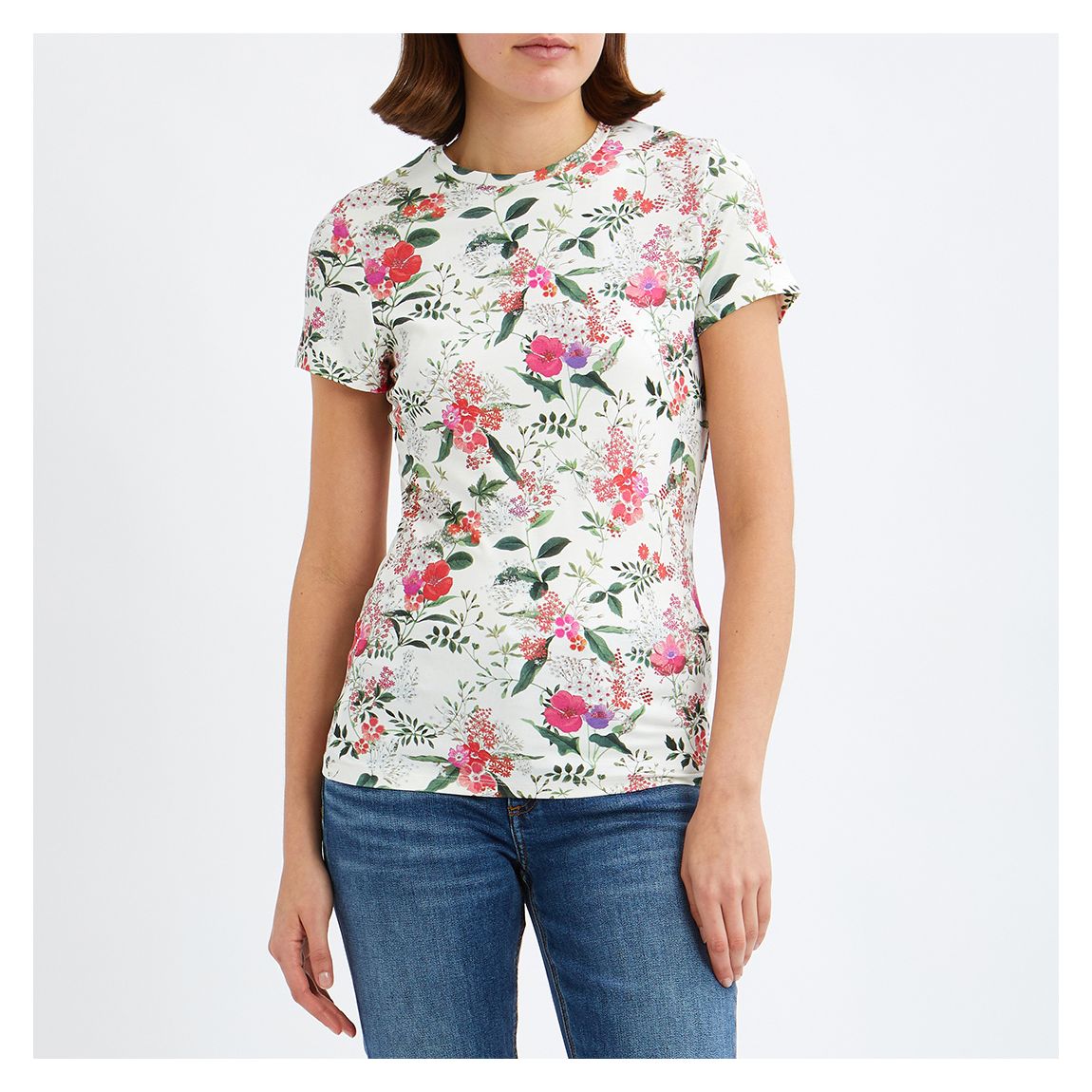 White/Pink Metropolis Light Jersey Fitted Tee main product photo