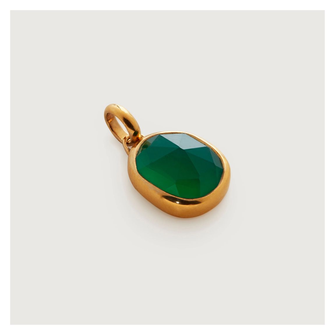 Gold Vermeil Siren Bezel Gemstone Pendant - Green Onyx main product photo