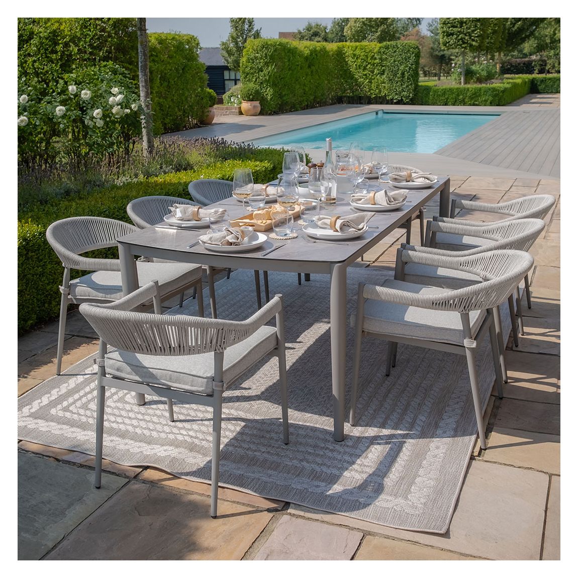 Florence 8 Seat Rectangular Dining Set - Cool Linen main product photo