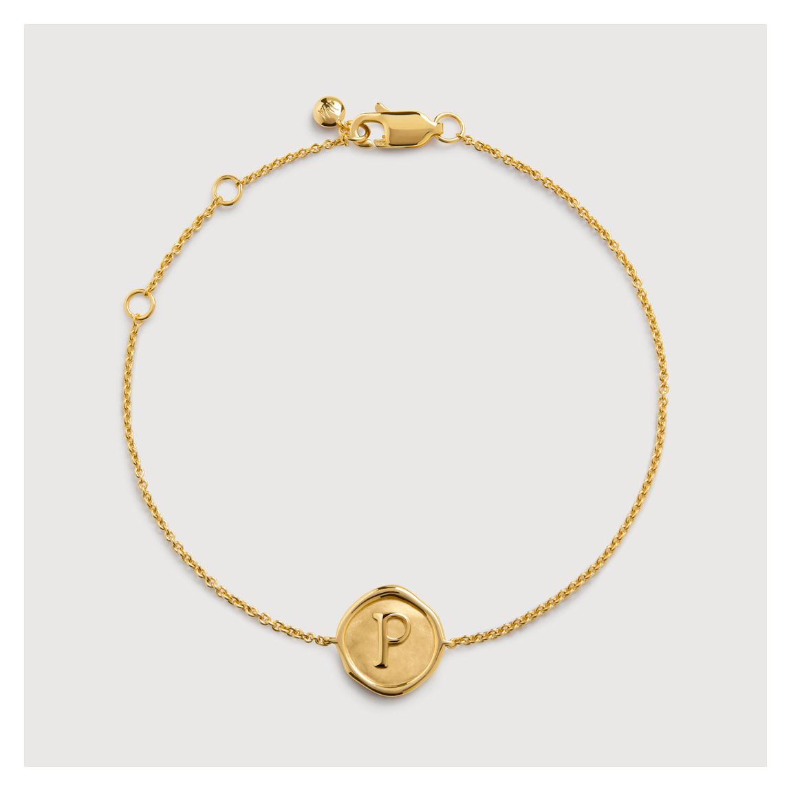 Gold Vermeil Initial P Stamp Chain Bracelet - Gold main product photo