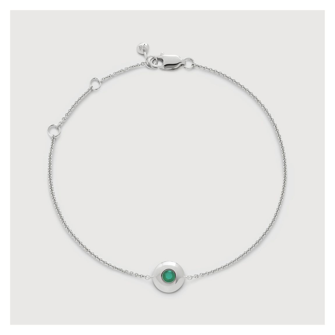 Sterling Silver May Birthstone Chain Bracelet - Emerald main product photo