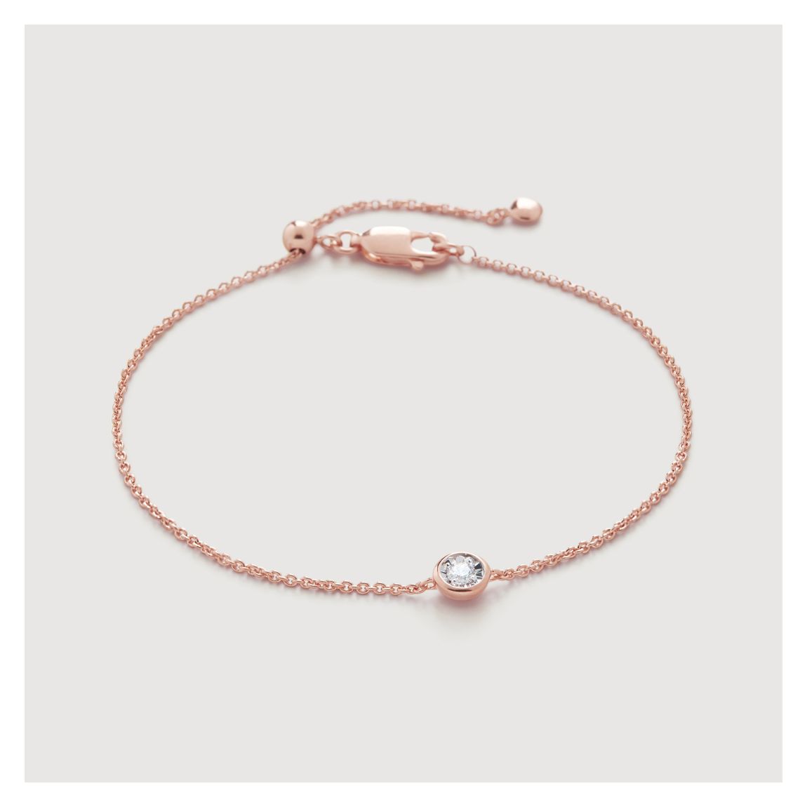 Rose Gold Vermeil Solitaire Diamond Chain Bracelet - Lab Grown Diamond main product photo