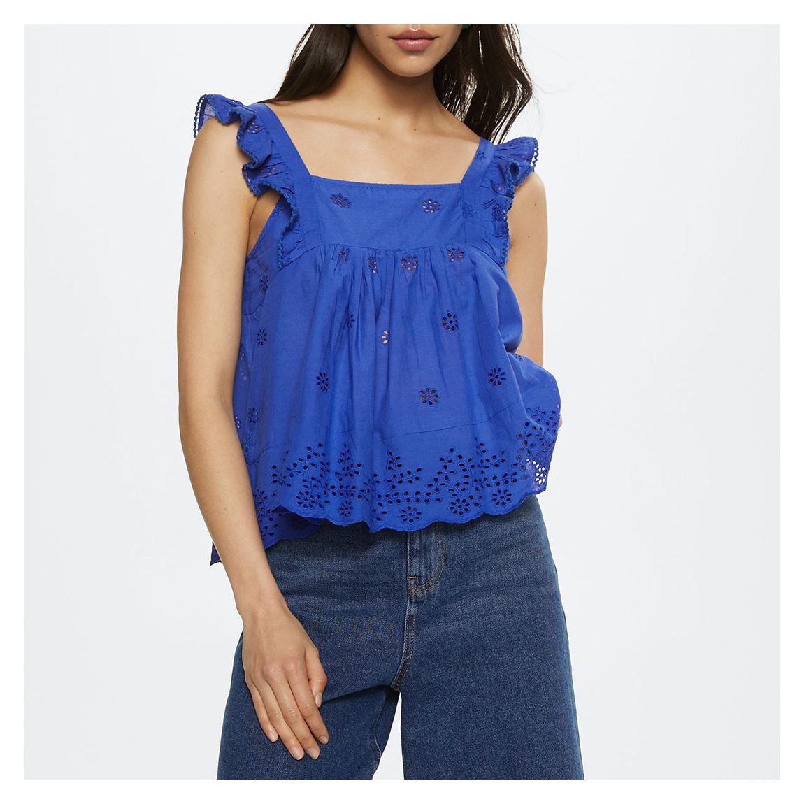 Blue Ruffled Cotton Blouse main product photo