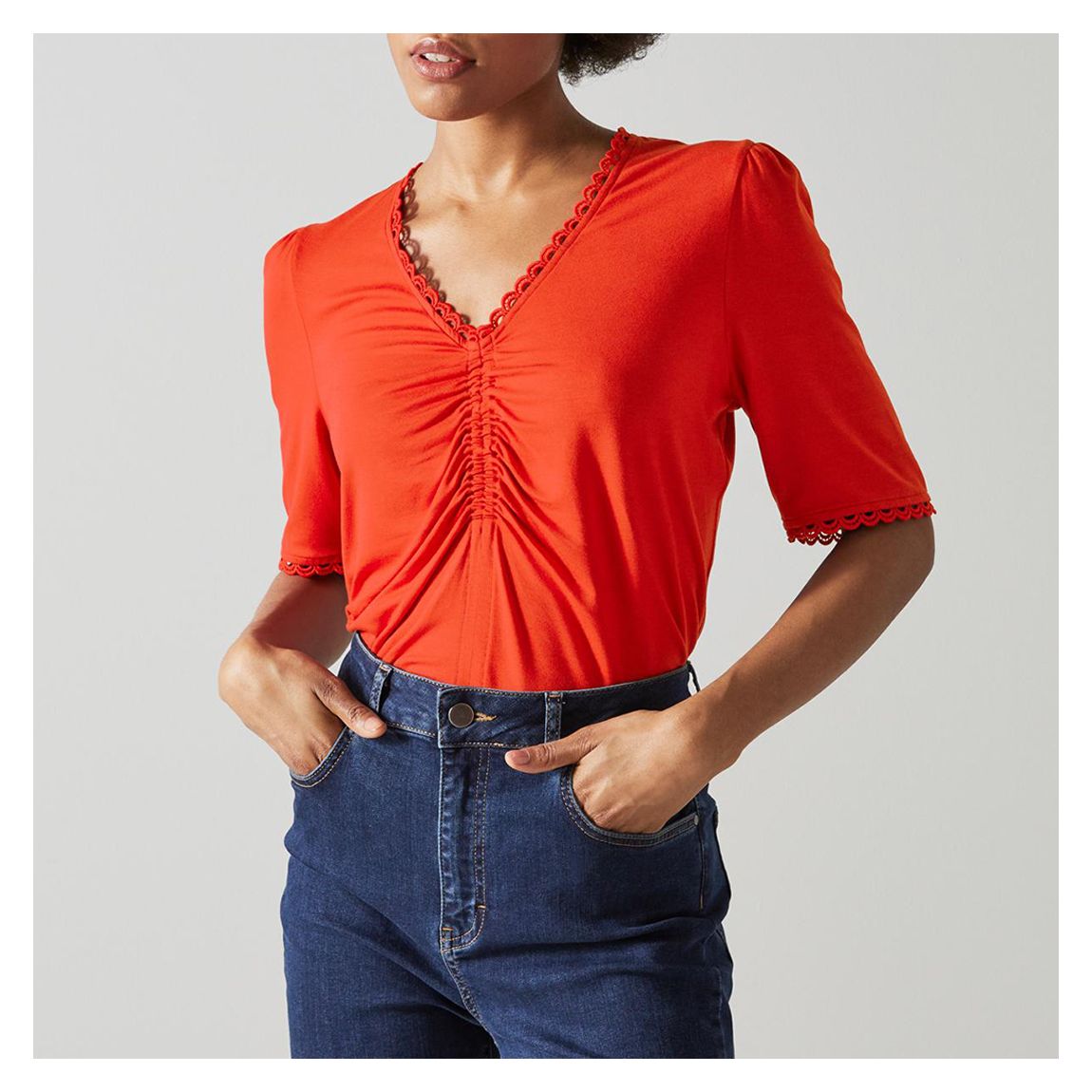 Tomato Red Sylvie Jersey Top main product photo