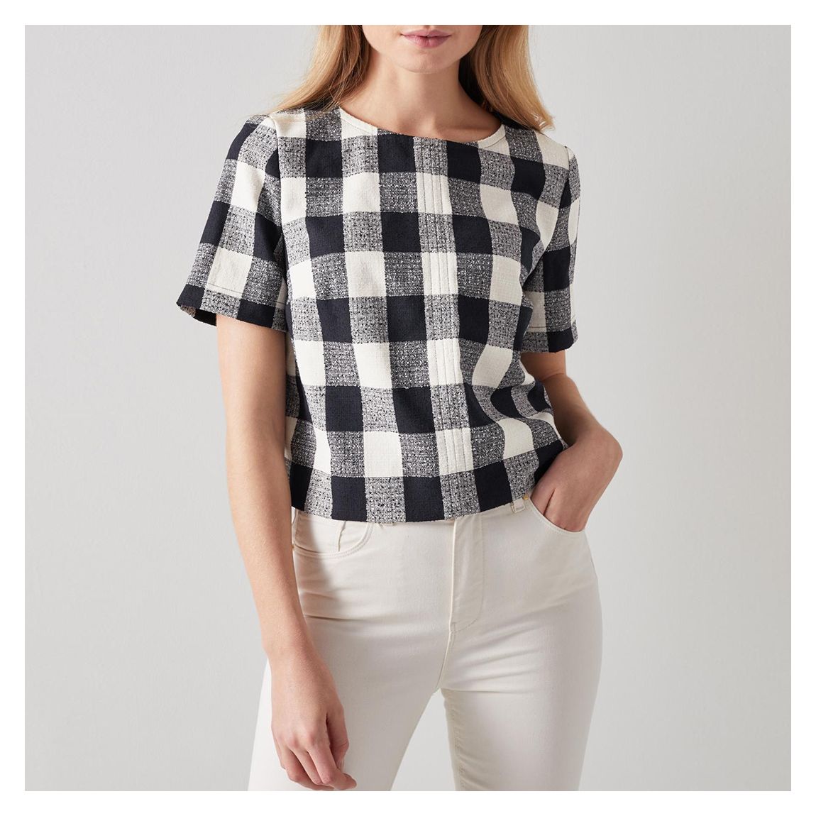 Navy Maren Woven Top main product photo