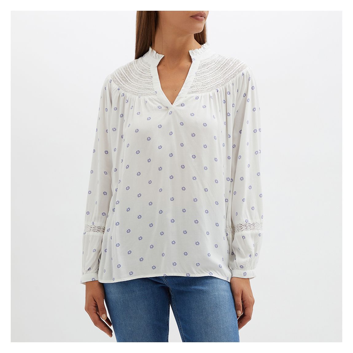 White Long Sleeve Sailor Blouse main product photo