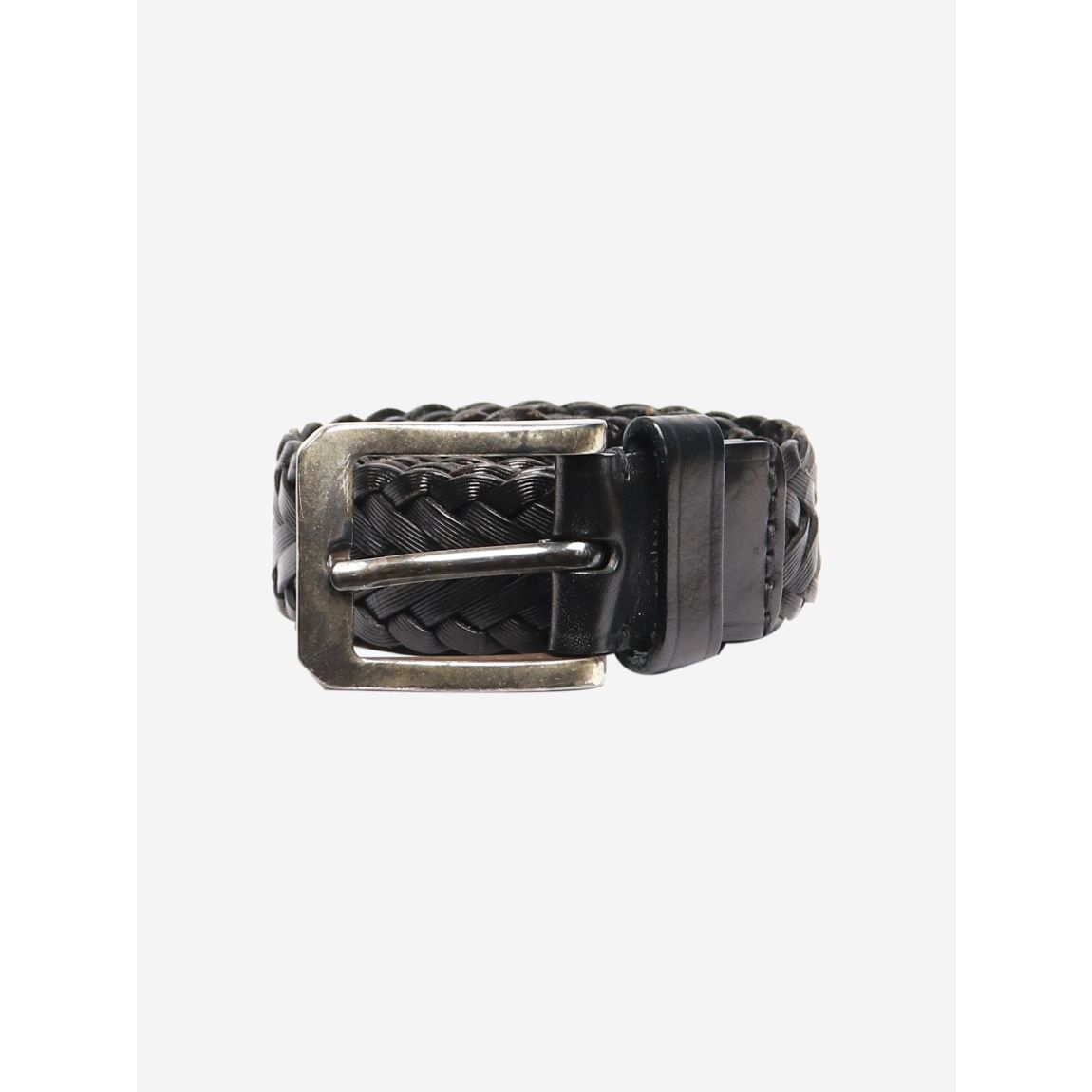 Black interlaced leather belt main product photo