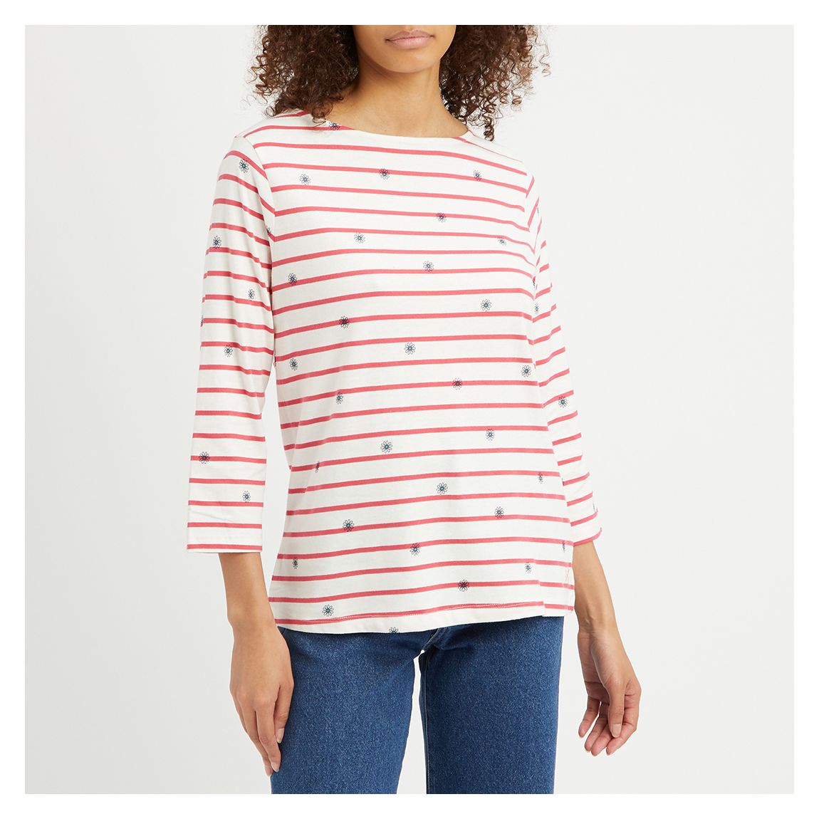 Pink Striped Cassie Floral Top main product photo
