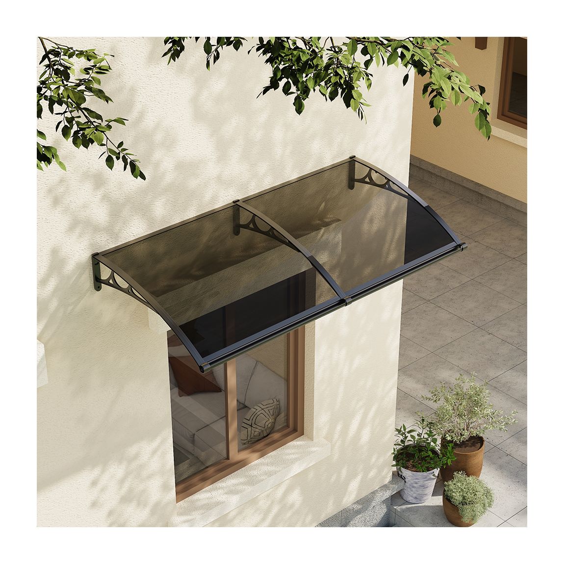 200cm Outdoor Door Window Awning Canopy - Black main product photo