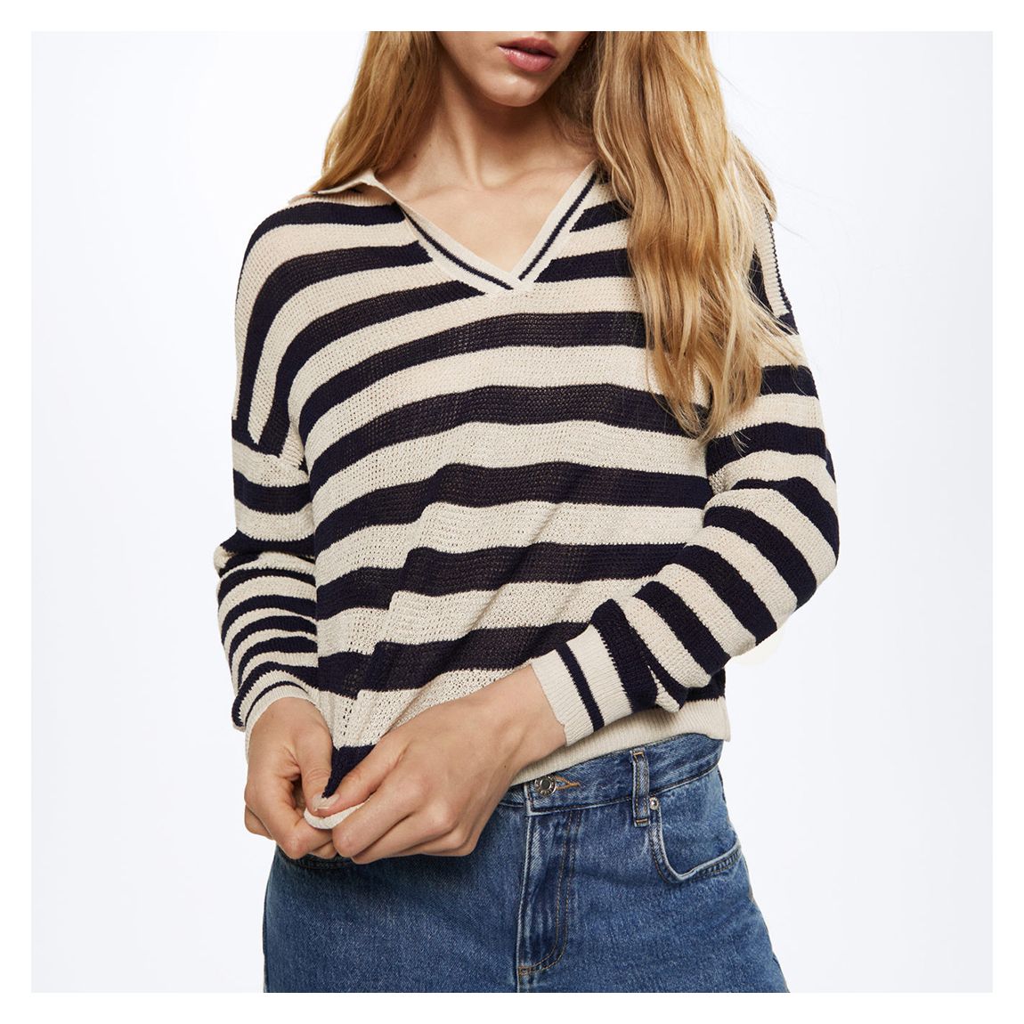 Dark Navy Striped Polo Shirt main product photo