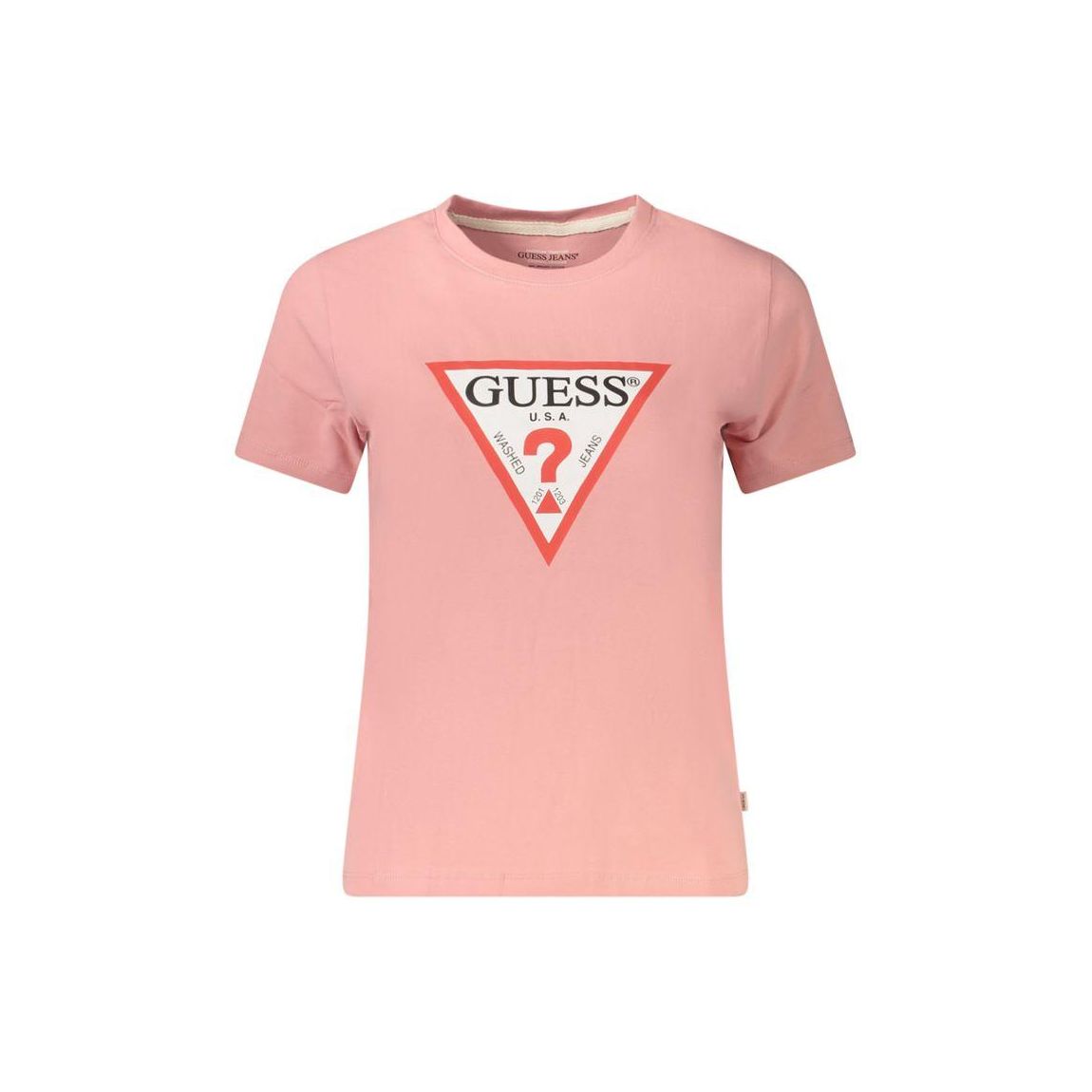 Slim Fit Crew Neck T-Shirt with Logo Print Wo - Pink main product photo