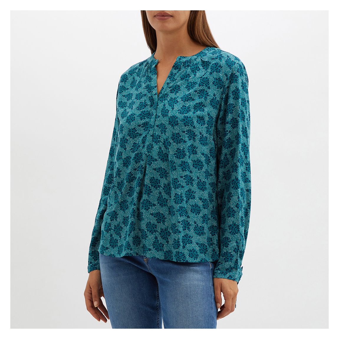 Green Tie Cuff Cotton Blouse main product photo