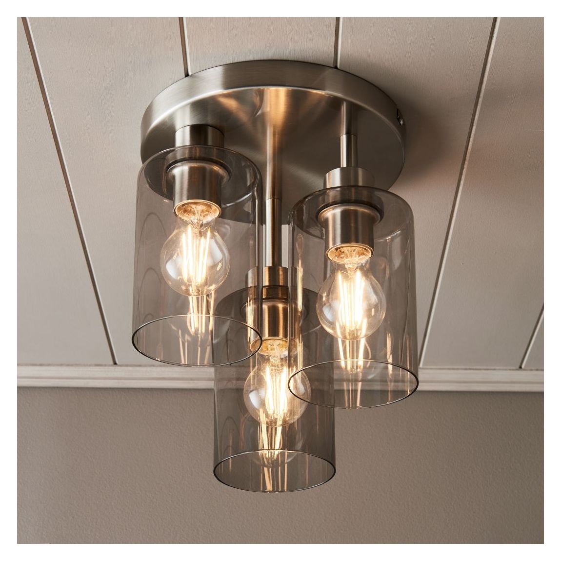 Kingsholm 3 Light Satin Nickel Semi Flush Ceiling Light main product photo
