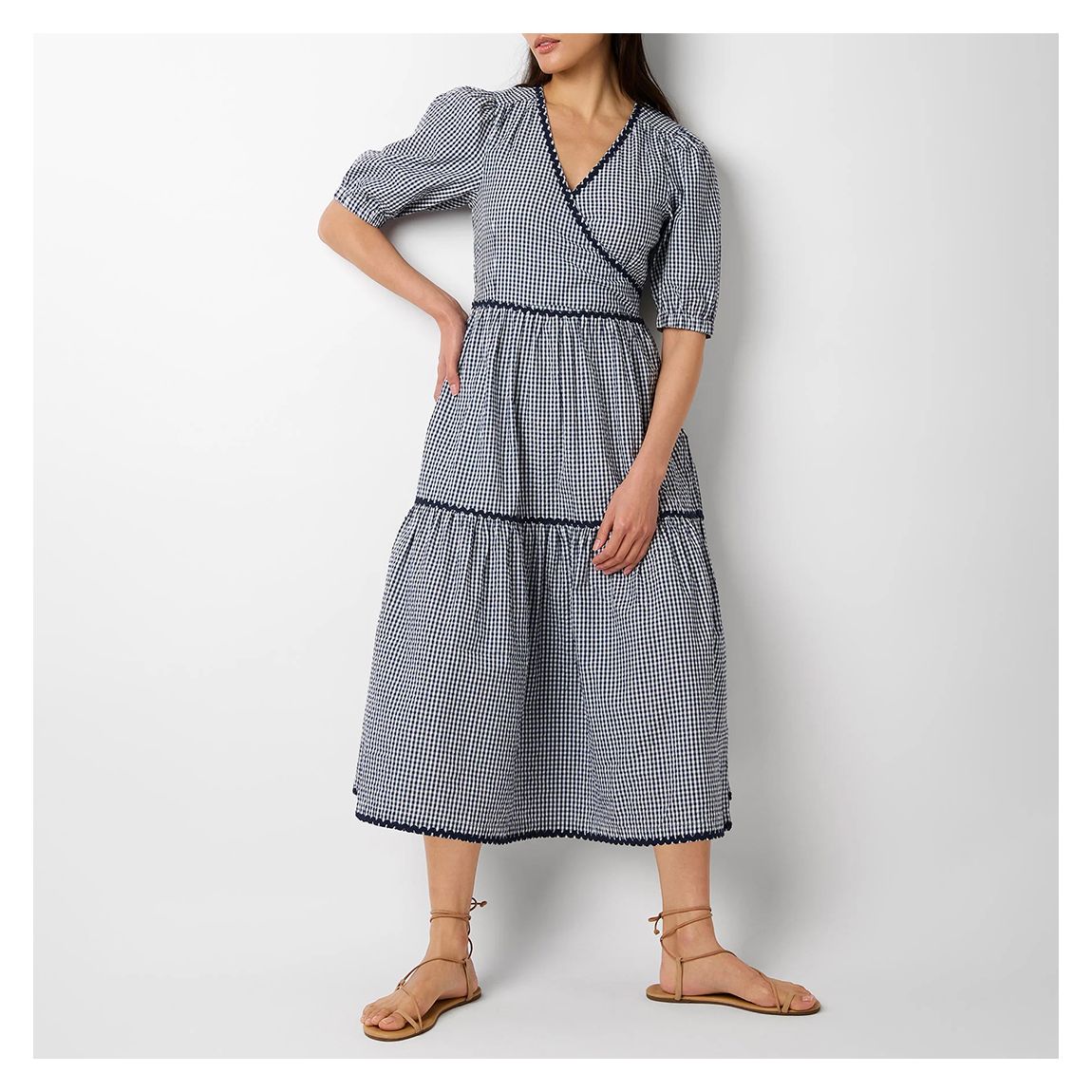 Navy/Ecru Check Gabriel Gingham Cotton Dress main product photo