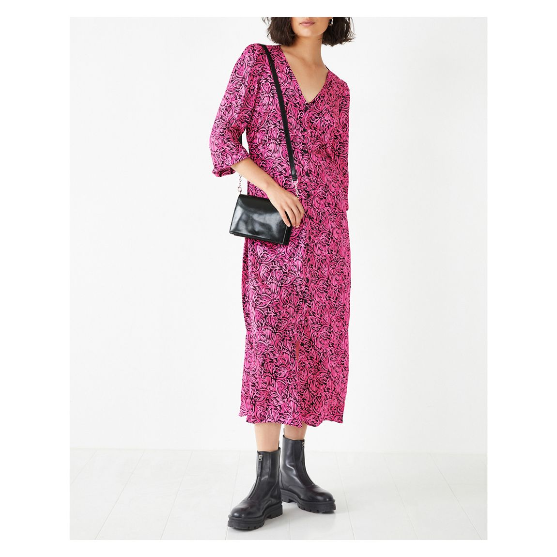Multi Lucia Satin Printed Midi Dress main product photo