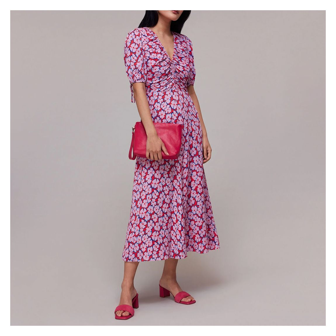 Pink Farfalle Flower Midi Dress main product photo