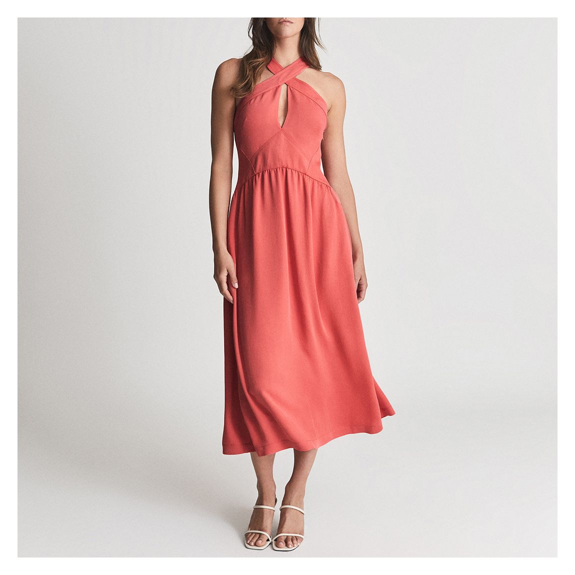 Coral Orla Halter Midi Dress main product photo