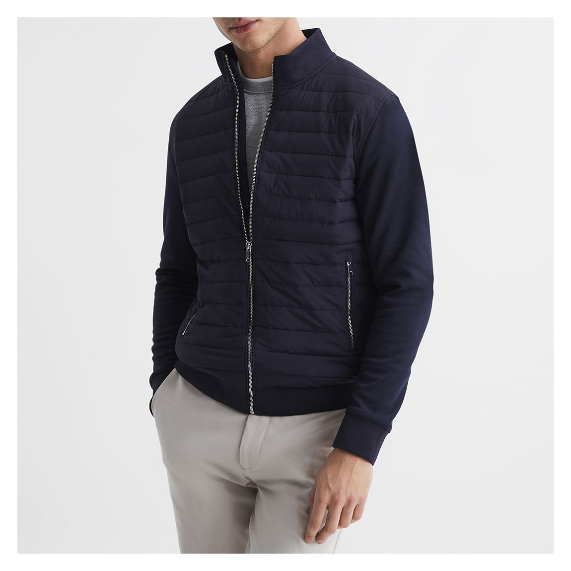 Navy Flintoff Quilted Cotton Blend Jacket main product photo