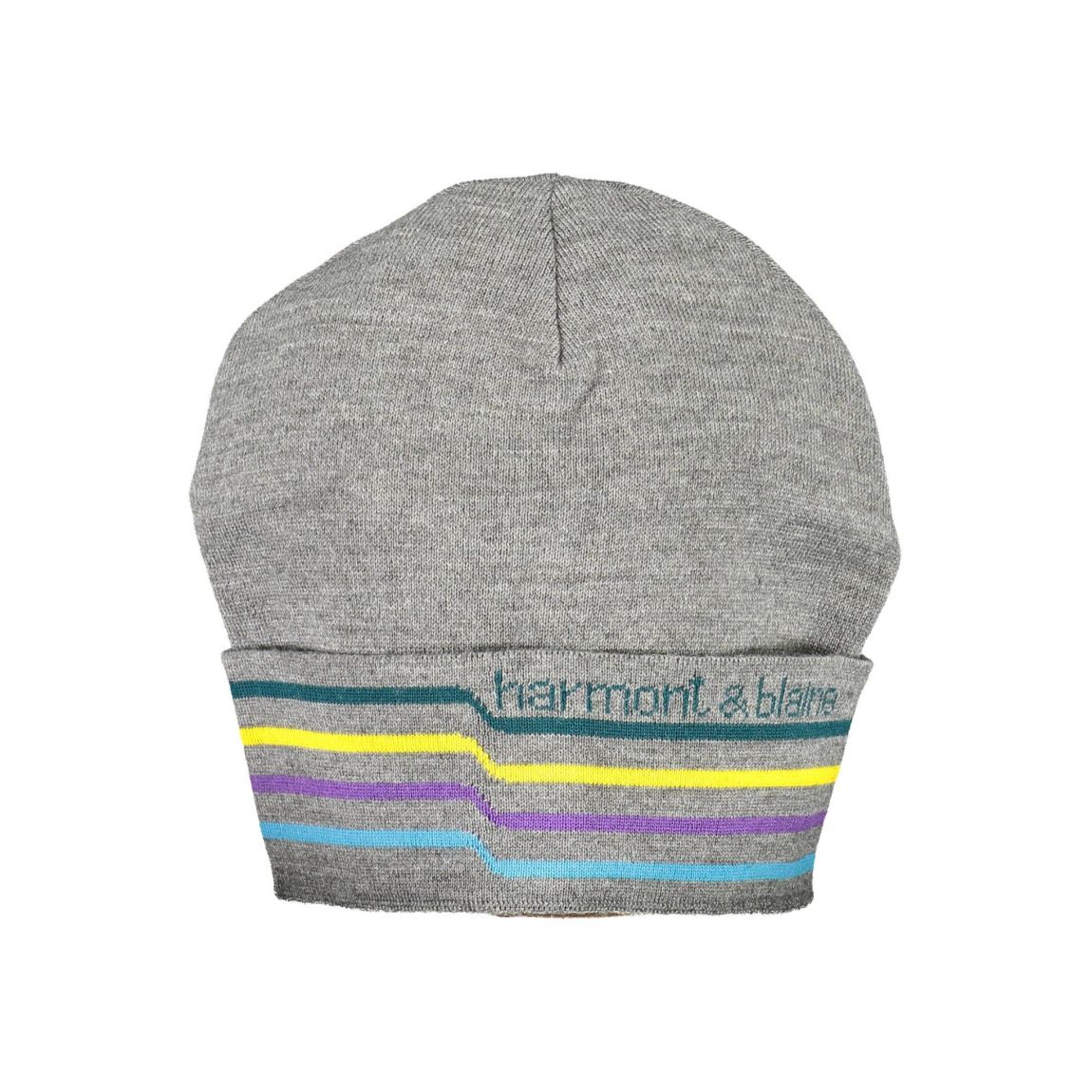 Grey Wool Beanie Hat Multicolor Stripes - Gray Hats main product photo