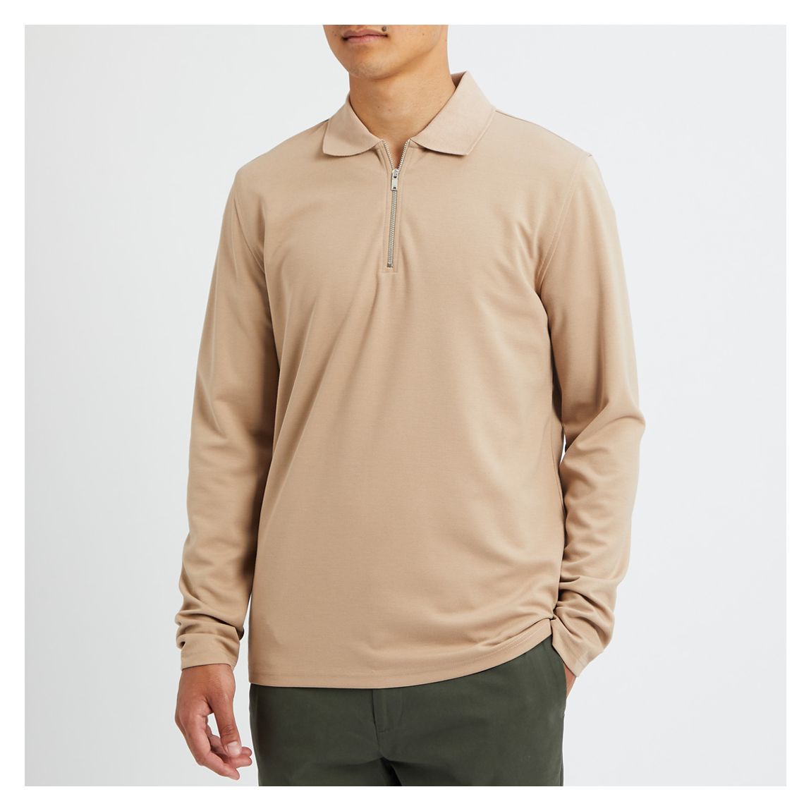 Tan Carlisle Half Zip Polo Shirt main product photo